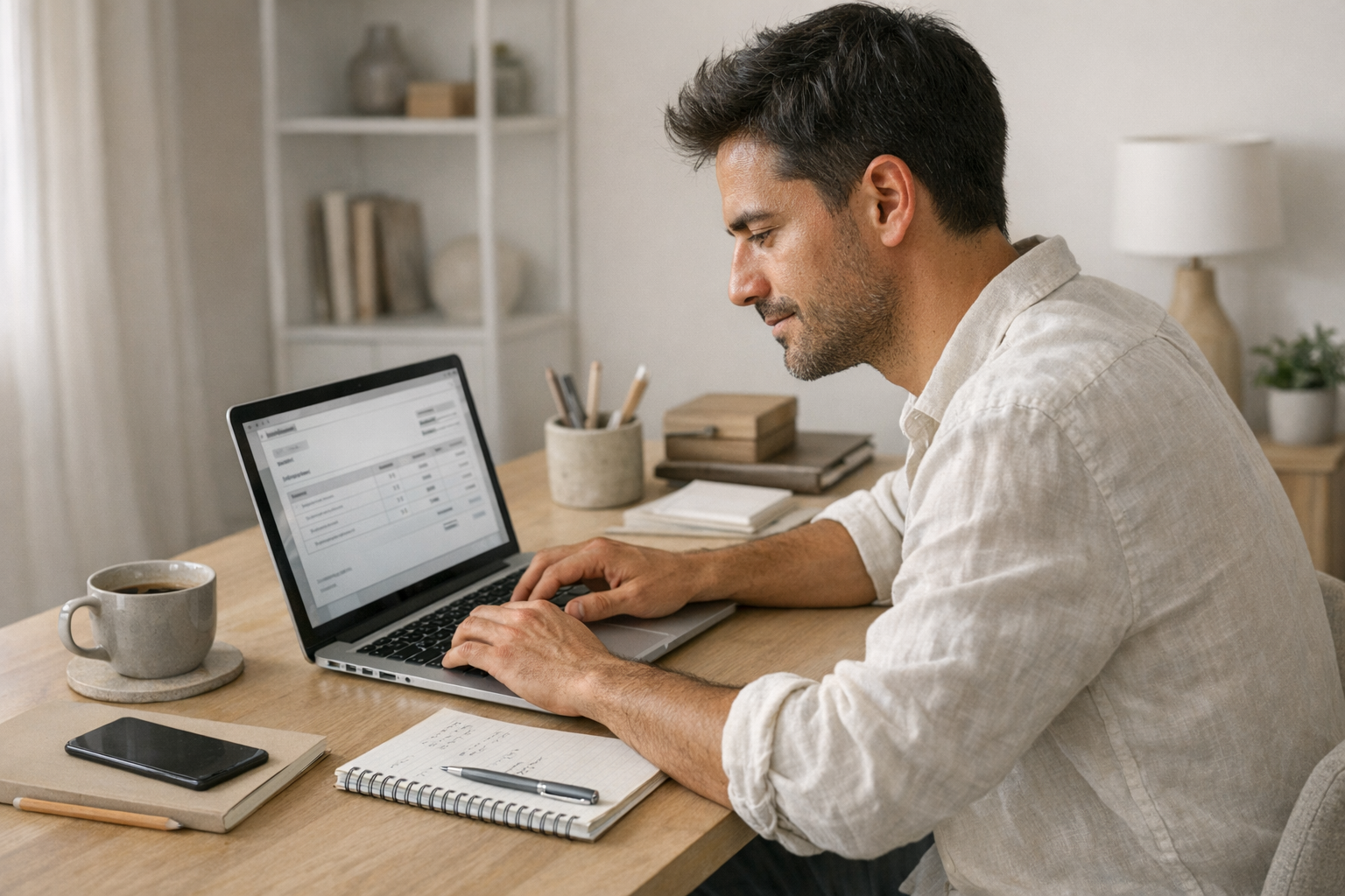 cómo hacer tu primera factura siendo autónomo en un escritorio minimalista
